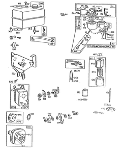 Carburetor,fueltank,mufflers Diagram and Parts List for 130732-5005-XX  Briggs and Stratton Engine